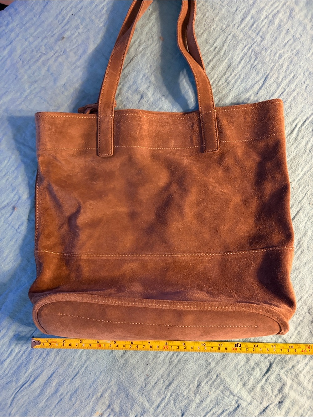 Brown Suede Tote Bag - Classic Casual Carryall - Picture 9 of 10